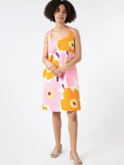 Marimekko - Kestit Unikko Dress in White, Orange and Pink