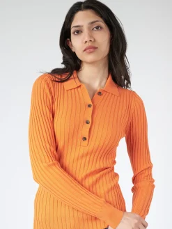 Marimekko - Litu Solid Knitted Wool Pullover in Orange