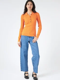 Marimekko - Litu Solid Knitted Wool Pullover in Orange