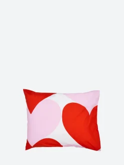Marimekko - Sydämet Pillow Case in White, Pink and Red