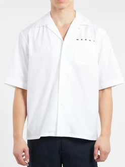 Marni - Bowling Shirt with Hidden Logo in Lily White