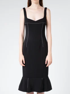 Marni - Cady Sheath Dress with Flounce Hem in Black