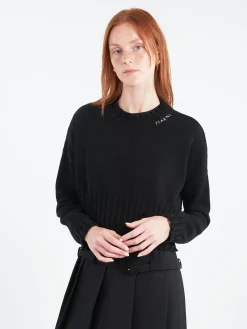 Marni - Disheveled Cotton Cropped Jumper in Black