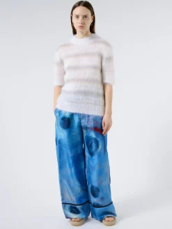 Marni - Mohair and Wool Striped Top in Natural White