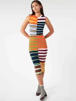 Marni - Multicoloured Knit Dress with Patchwork Stripes