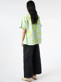 Marni - Poplin Bowling Shirt with Parade Print in Aquamarine