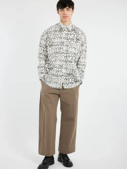 Marni - Poplin Shirt with Marni Scribble Motif in Lily White