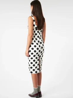 Marni - Squareneck Dress with Maxi Polka Dots in Stone White