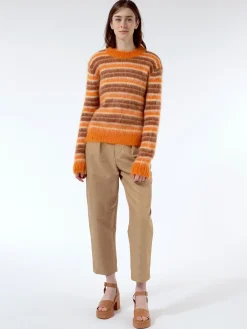 Marni - Striped Mohair and Wool Sweater in Clay