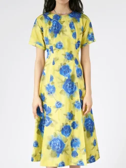 Marni - Taffeta Midi Dress with Idyll Print in Lemonade
