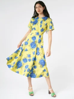 Marni - Taffeta Midi Dress with Idyll Print in Lemonade