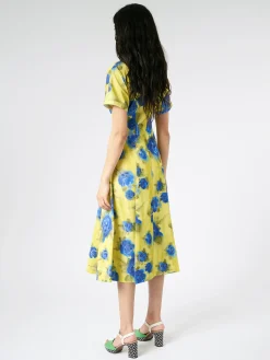 Marni - Taffeta Midi Dress with Idyll Print in Lemonade