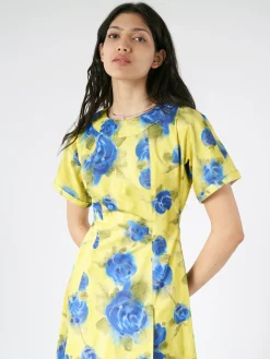 Marni - Taffeta Midi Dress with Idyll Print in Lemonade