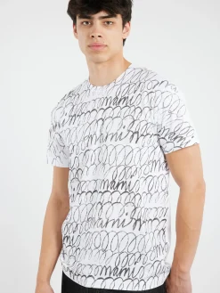 Marni - T-Shirt with Marni Scribble Motif in Lily White