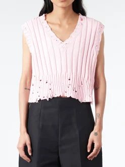 Marni - V Neck Sweater Vest in Pink Gummy