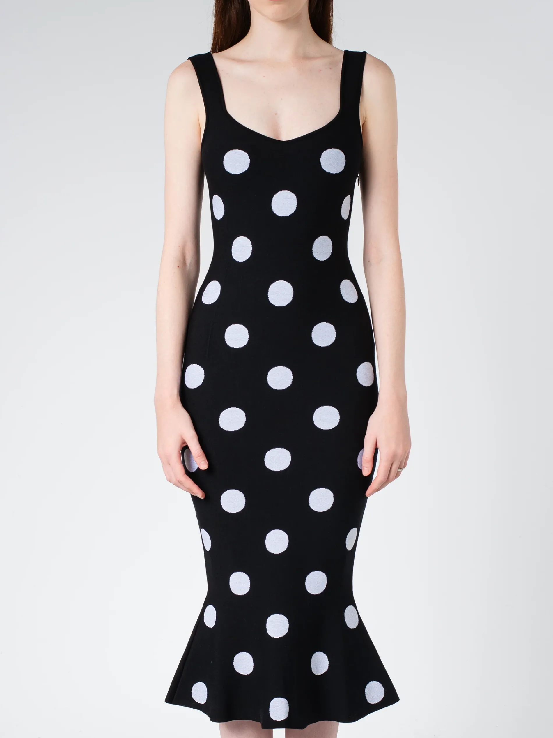 Marni - Viscose Sheath Dress with Polka Dots in Black and White