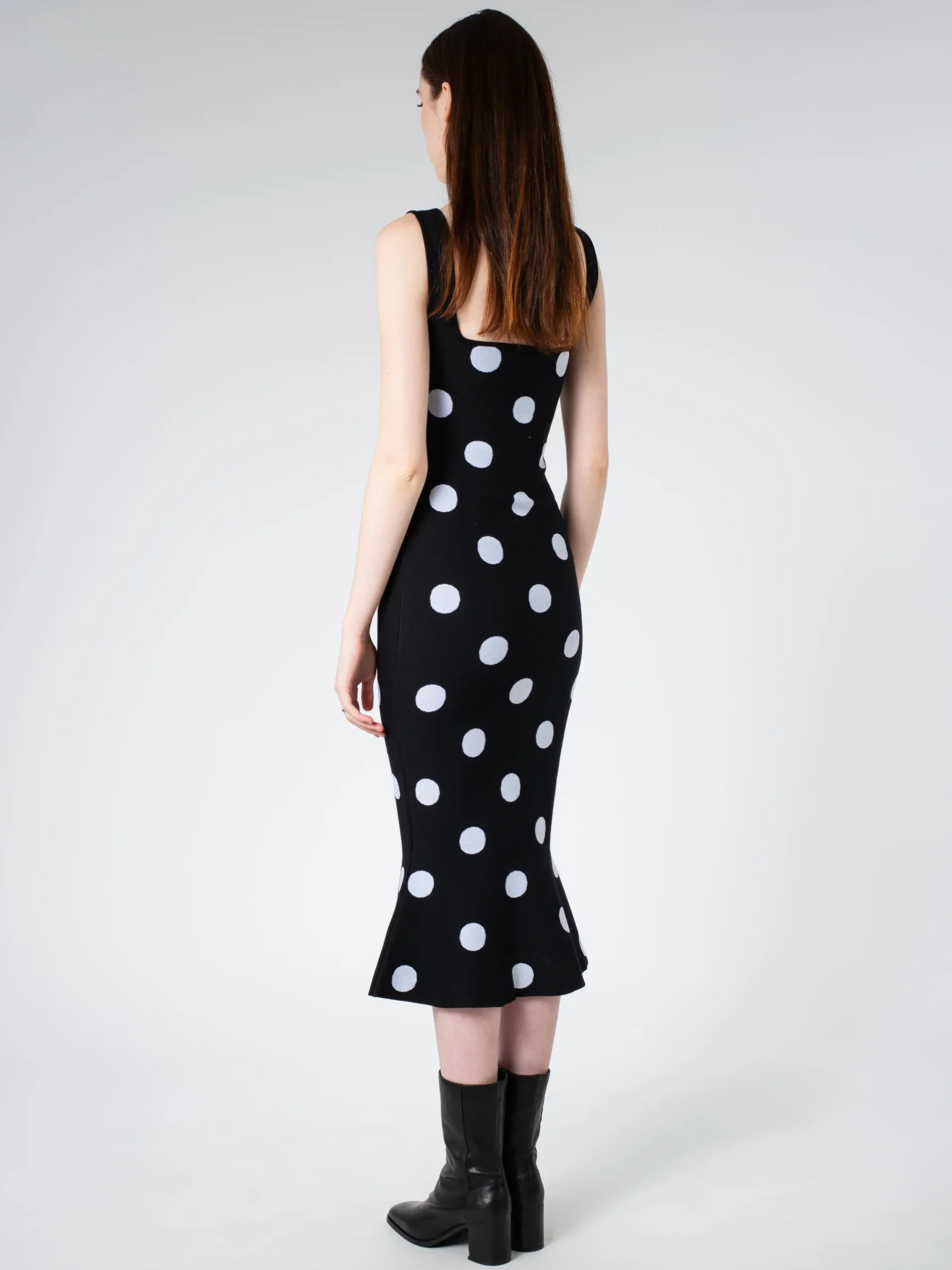 Marni - Viscose Sheath Dress with Polka Dots in Black and White