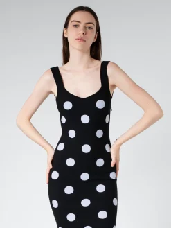 Marni - Viscose Sheath Dress with Polka Dots in Black and White