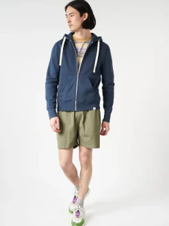 Merz b. Schwanen - Hooded Zip Up in Denim Blue