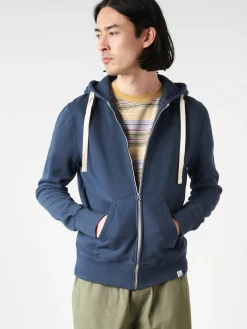 Merz b. Schwanen - Hooded Zip Up in Denim Blue
