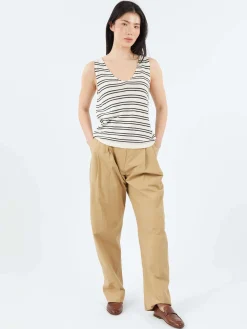 Merz b. Schwanen - WKTOP02 Knit Top in Nature and Dark Navy