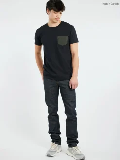 Naked & Famous - Black and Triple Yarn Twist Brushed Flannel Pocket Tee