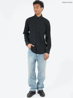 Naked and Famous - Double Weave Slub Gauze Easy Shirt in Black