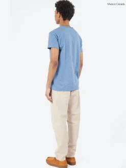 Naked and Famous - Linen Cats Pocket Tee in Heather Blue