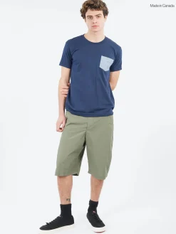 Naked and Famous - Pocket Tee in Navy and Pale Blue