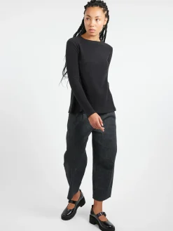 Neirami - Boat Neck Sweater in Nero