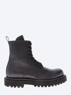 Officine Creative - Wisal 008 Combat Boots in Blue Marine Buttero