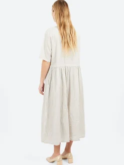 Pas de Calais - C/L Stripe Short Sleeve Dress in Natural