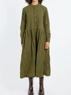Pas de Calais - Classic Crinkle Dress in Khaki