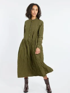 Pas de Calais - Classic Crinkle Dress in Khaki