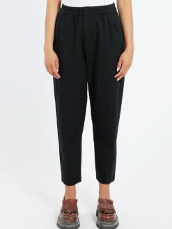 Pas de Calais - Flannel Taper Pants in Black