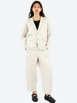 Pas de Calais - Linen Twill Wide Pants in Light Grey
