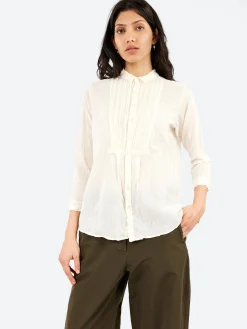 Pas de Calais - Random Pintuck Blouse in Natural