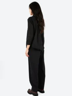 Pas de Calais - Random Pintuck Blouse in Black