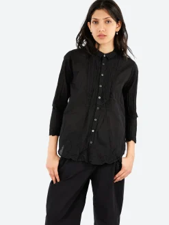 Pas de Calais - Random Pintuck Blouse in Black