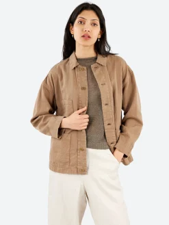 Pas de Calais - Satin Coverall Jacket in Beige