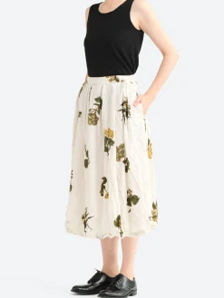 Pas de Calais - Summer Botanical Skirt in Ivory
