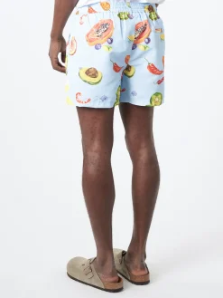 Paul Smith - Tropical Fruit Print Long Swim Shorts in Blues
