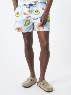 Paul Smith - Tropical Fruit Print Long Swim Shorts in Blues