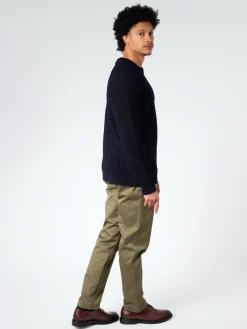 Peregrine - Waffle Crew Neck Jumper in Navy