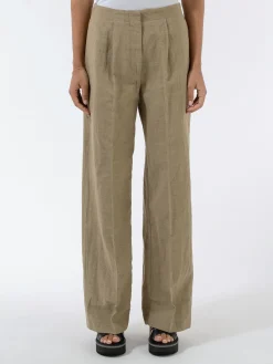 Pomandere - 7183 Trousers with Slightly Wide Legged-Cut and Pleats in Dove Grey