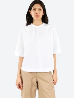 Pomandere - Cotton Poplin Blouse in Optical White