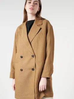 Pomandere - Double-Breasted Coat in Tobacco