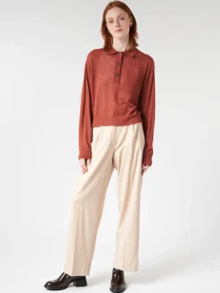 Pomandere - Pleated Trousers in Burro and Champagne
