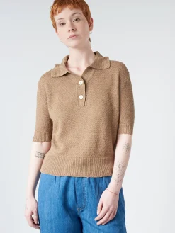 Pomandere - Polo Sweater in Tobacco