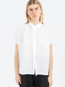 Pomandere - Short Sleeve Button-Up in Optical White
